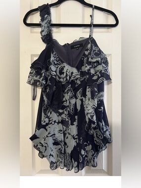 Lapis Multicolor Floral Size M Ruffle Spaghetti & ruffle straps